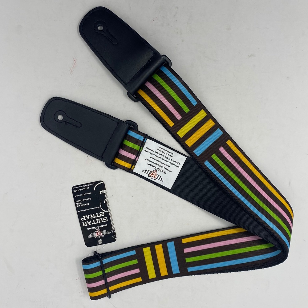 Buckle-Down Guitar Strap Multi-Color Stripe Brown Polyester Made in USA NWT
